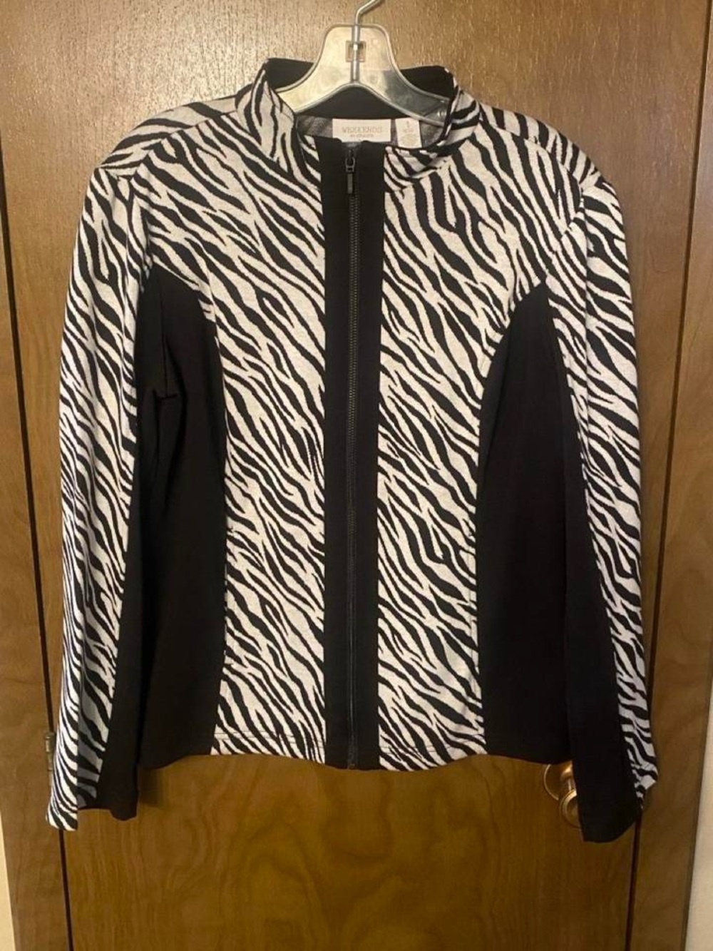 Chico's Black & White Zebra-Print Bomber Jacket